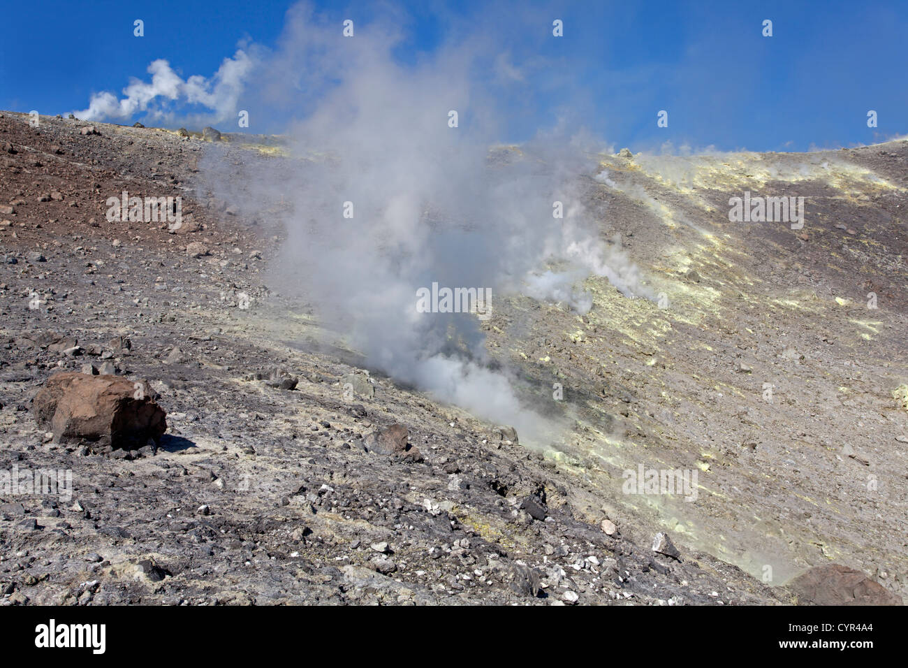 Volcanic crater of Vulcano Island, Aeolian Islands, Italy Stock Photo