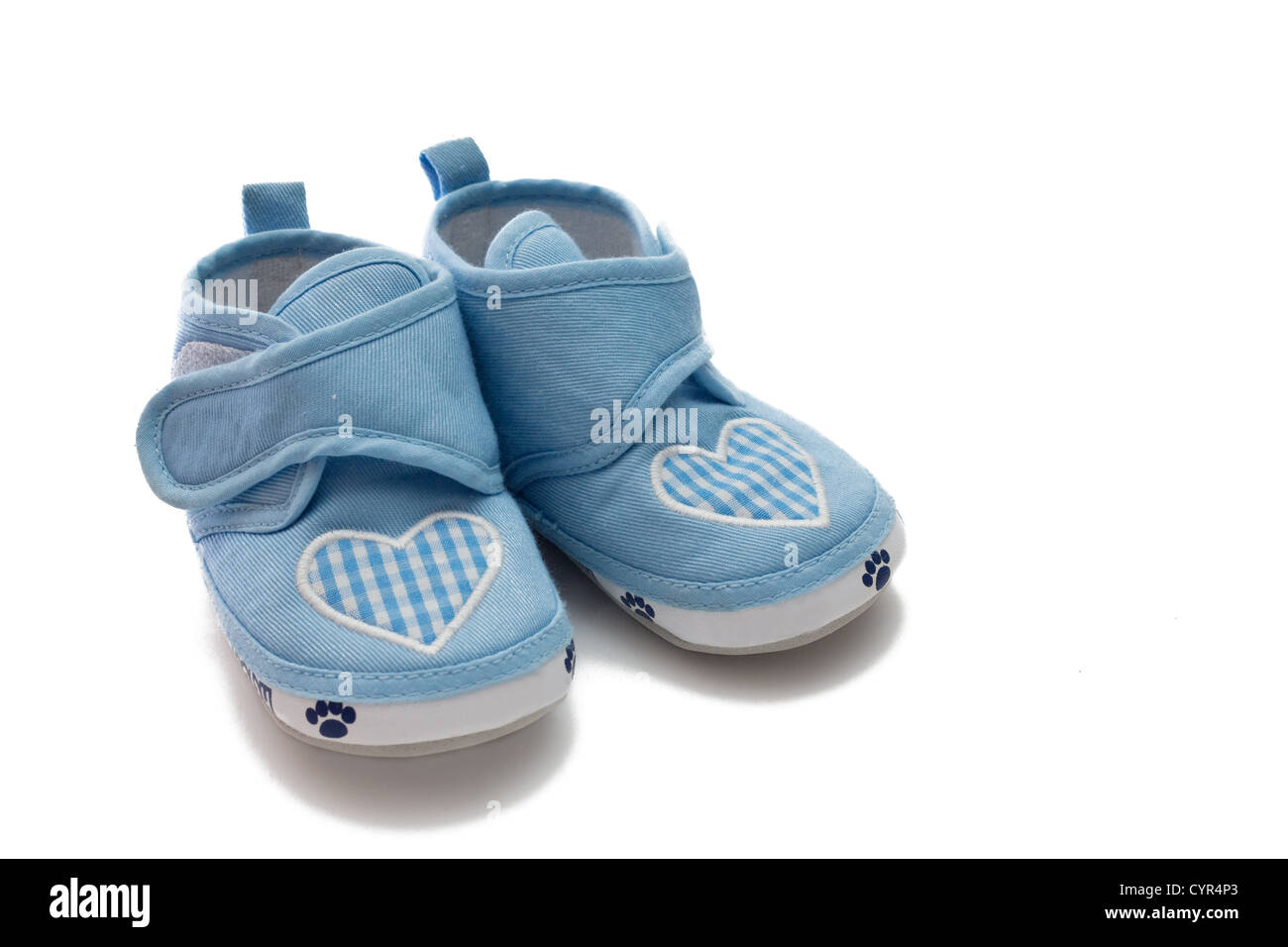 Childrens pair of shoes. The first boots. Stock Photo