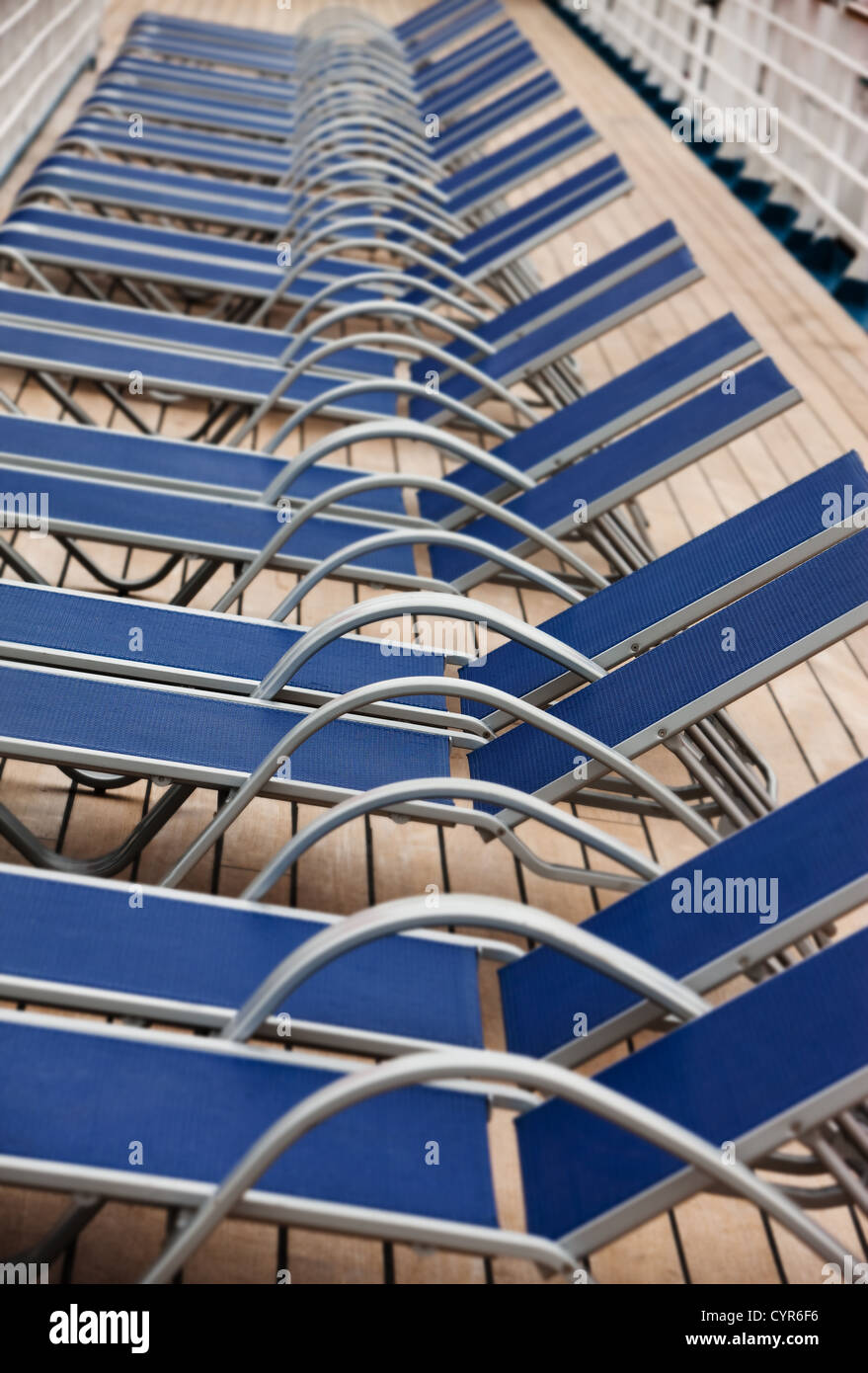 Empty deck chairs on a cruise ship Stock Photo - Alamy