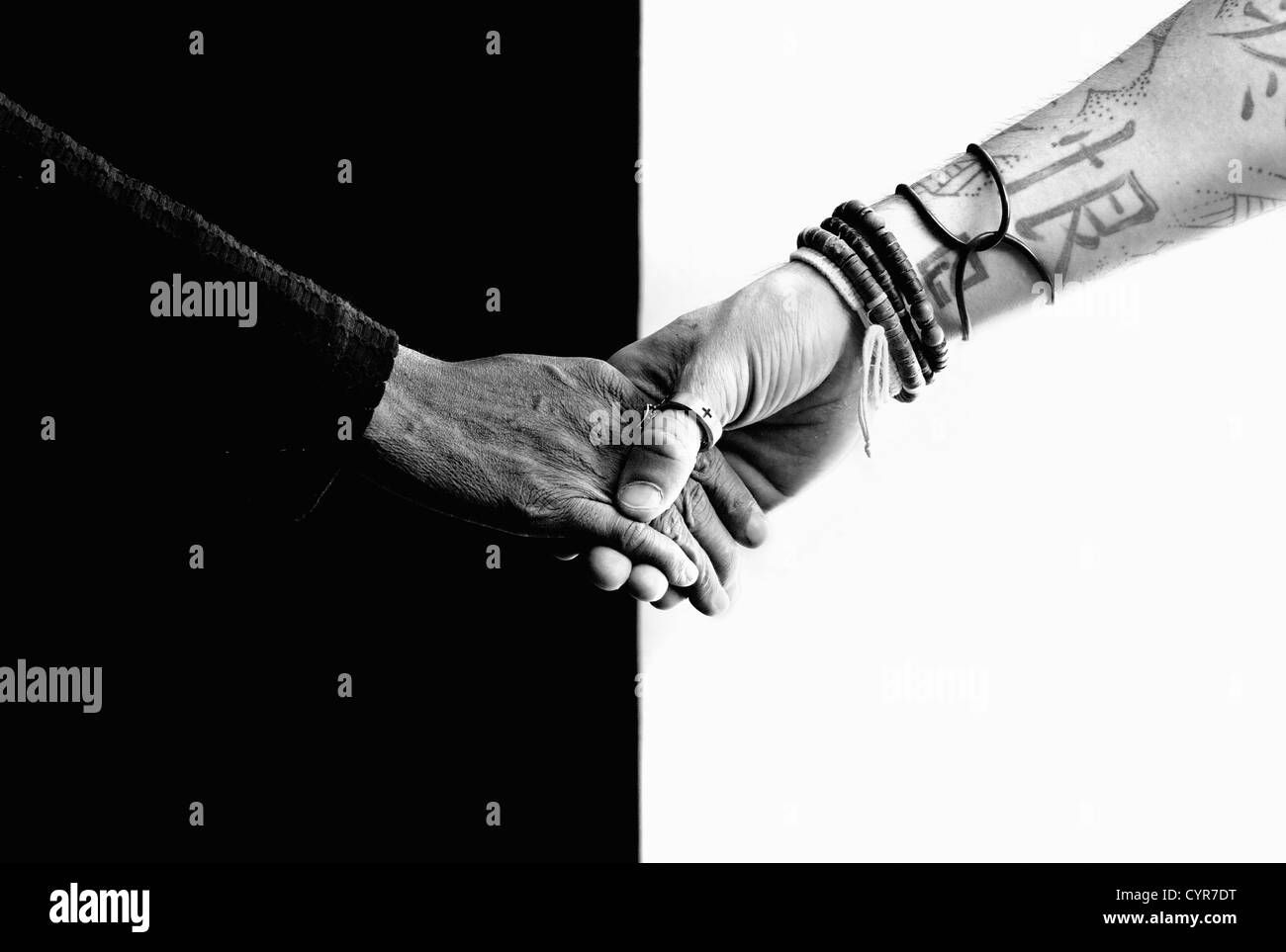 Close up of black and white hands holding each other Stock Photo - Alamy