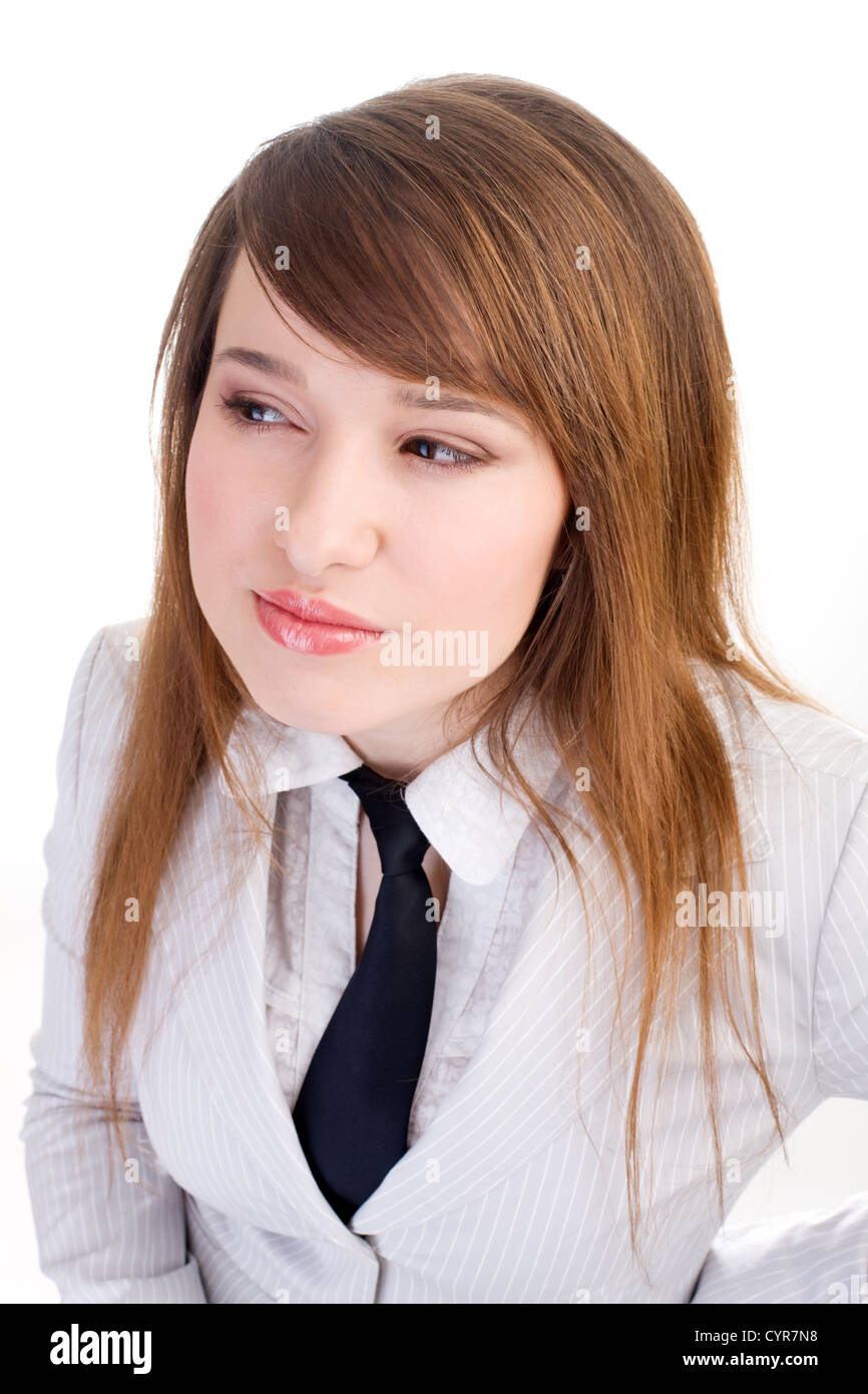 Business woman in a suit on isolated white Stock Photo - Alamy