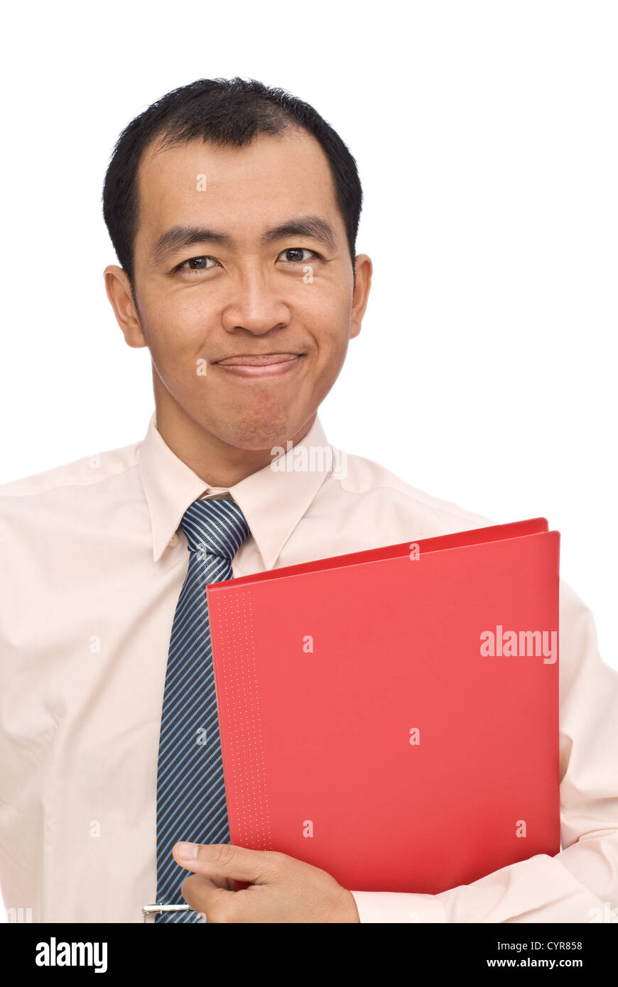 Happy businessman portrait of Asian with smile face and holding red ...