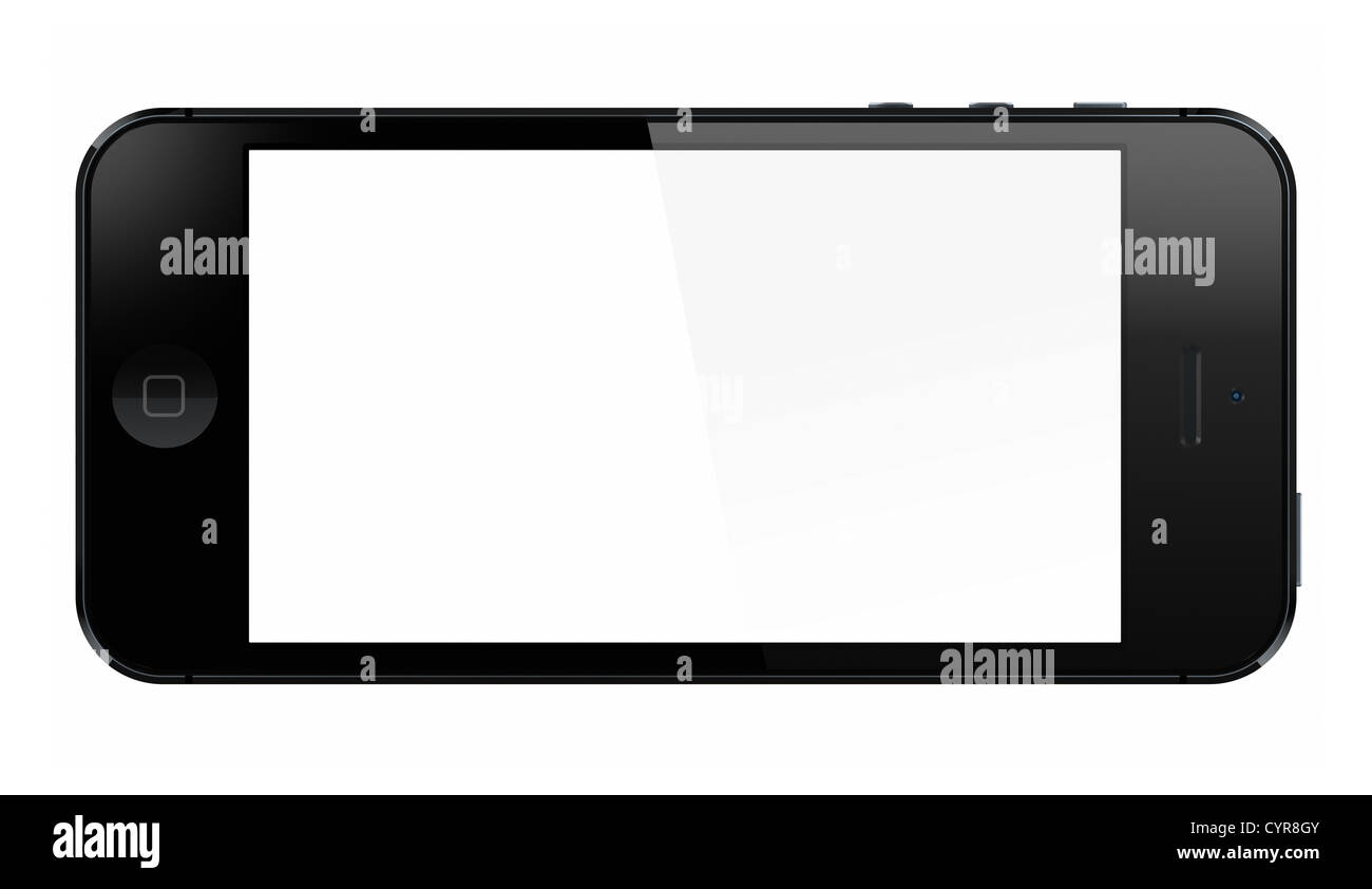 New Apple iPhone 5 with blank screen on white background Stock Photo ...