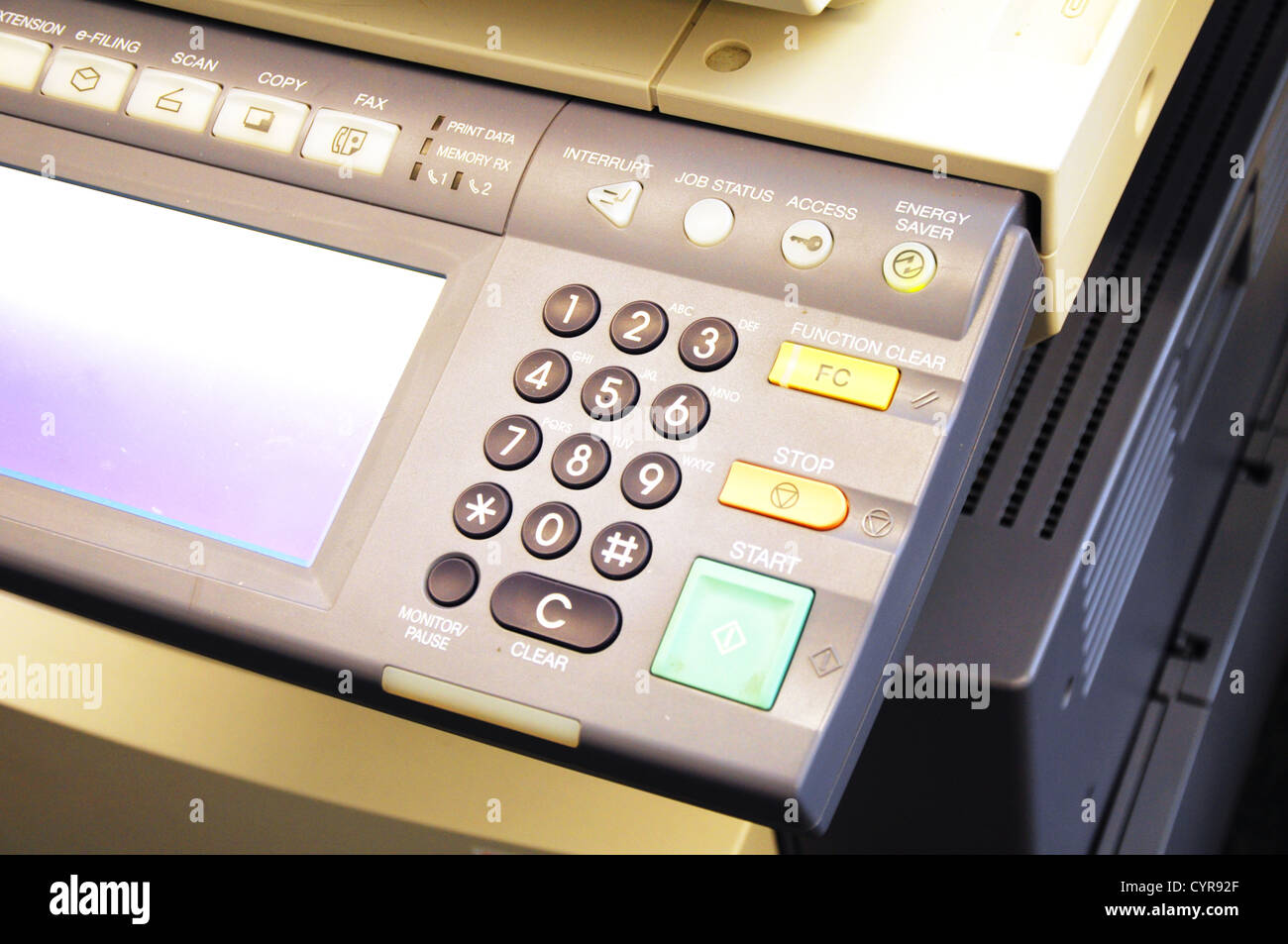 copier center or desktop in office showing paperwork concept Stock