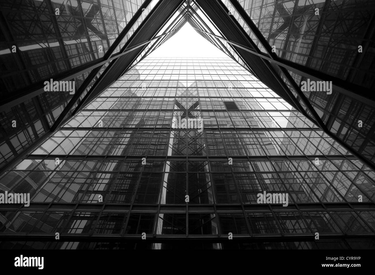 reflection in glass wall of modern skyscraper Stock Photo Alamy