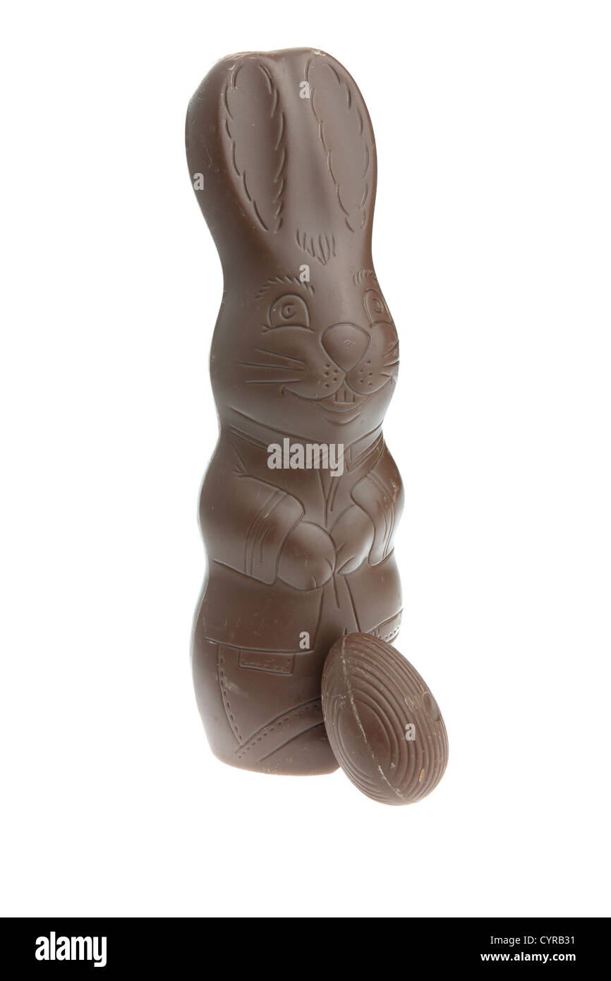 Chocolate Easter Bunny isolated on white background Stock Photo - Alamy
