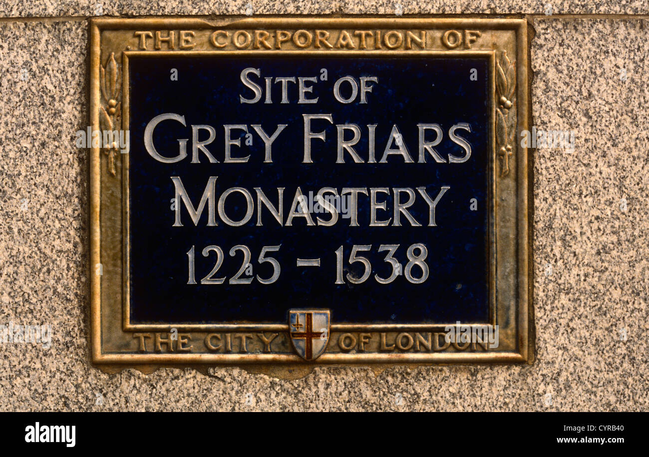 Friars Sign A detail close-up of a City of London sign, locating the site of the ...
