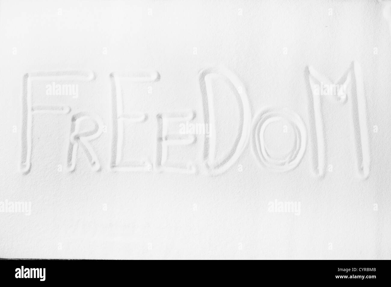 Freedom sugar writing message. Stock Photo