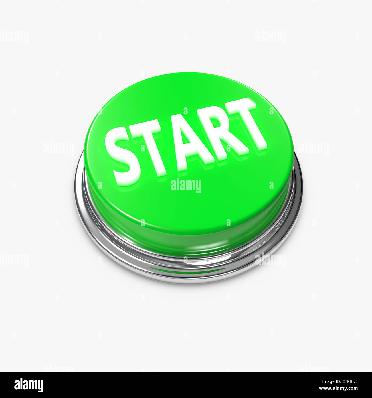 A Green Alert Button with the caption Start. Stock Photo