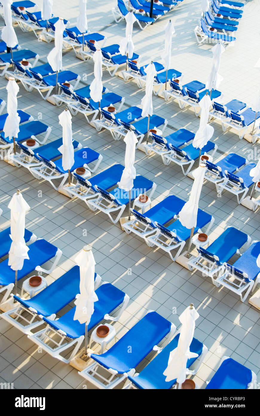 Lounge chairs at a resort, Malta Stock Photo Alamy