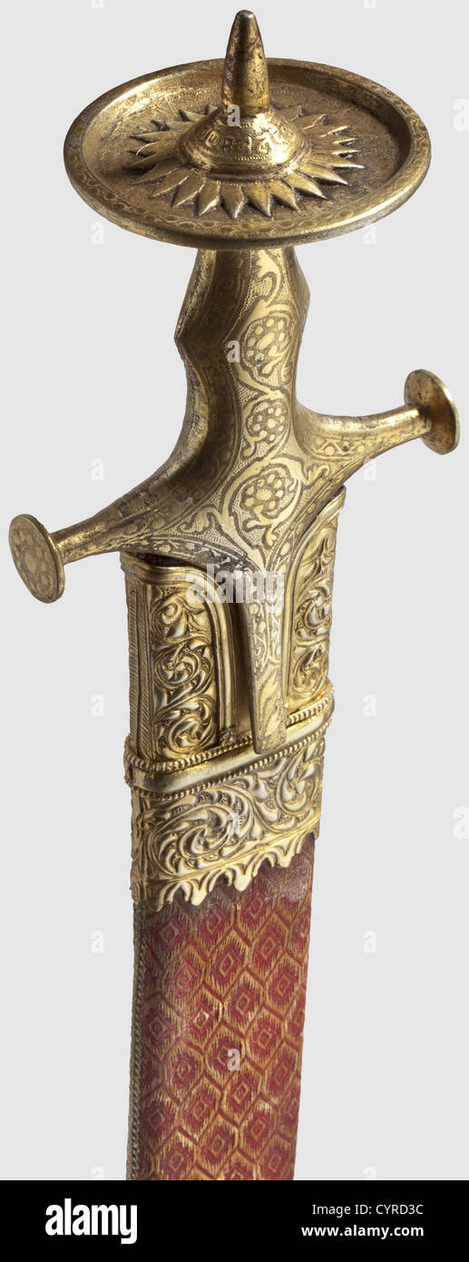 An Indian tulwar with gold-plated hilt,19th century Strong single-edged ...