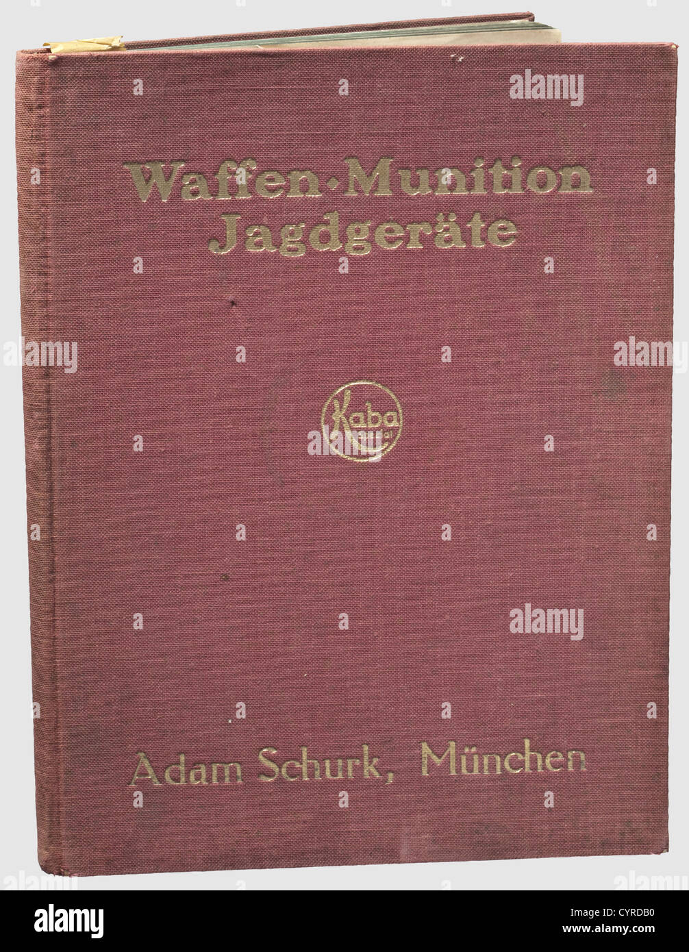 Adam Schurk(Schork),Katalog über Waffen,Munition,Jagdgeräte(Catalog of Weapons,Ammunition,Hunting Supplies)No. 7,1926 Cloth bound catalog with a wide-ranging,illustrated offering on 187 pages including pistols and revolvers made by Walther,Mauser,Dreyse,Haenel,Sauer,Stock,Ortgies,Simson,D.W.M,Browning,Smith & Wesson,and hunting weapons from every noteworthy maker. Includes accessories from ammunition and telescope sights to hunting hangers and dog muzzles,historic,historical,1920s,20th century,NS,National Socialism,Nazism,Third Reic,Additional-Rights-Clearences-Not Available Stock Photo