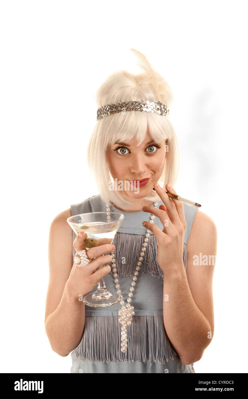 Pretty woman in vinatge 1920s flapper dress Stock Photo - Alamy