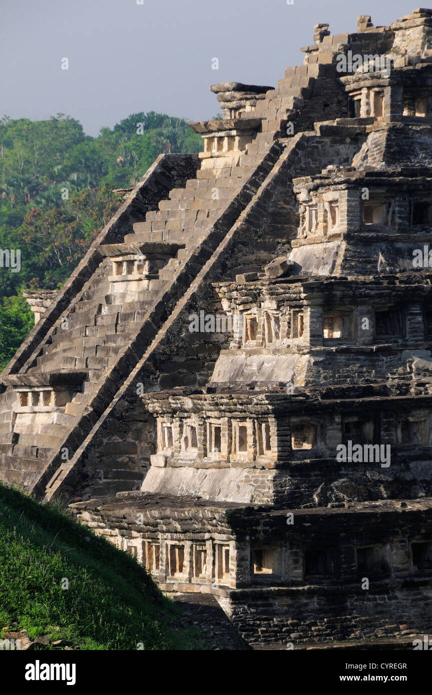 Mexico, Veracruz, Papantla, El Tajin archaeological site, Part view of