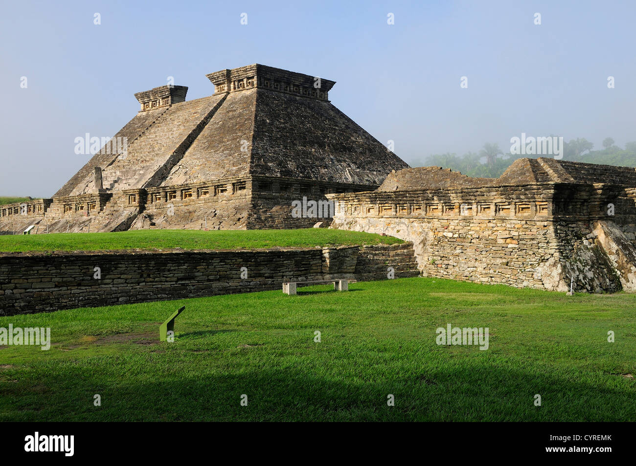 Mexico, Veracruz, Papantla, El Tajin archaeological site, Monument 5 pyramid. Stock Photo