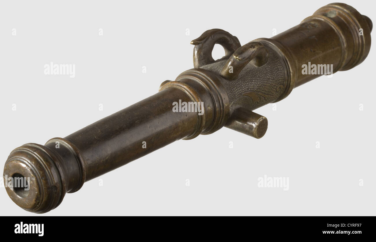 A bronze model cannon barrel, Memmingen, dated 1757. Multistaged Stock