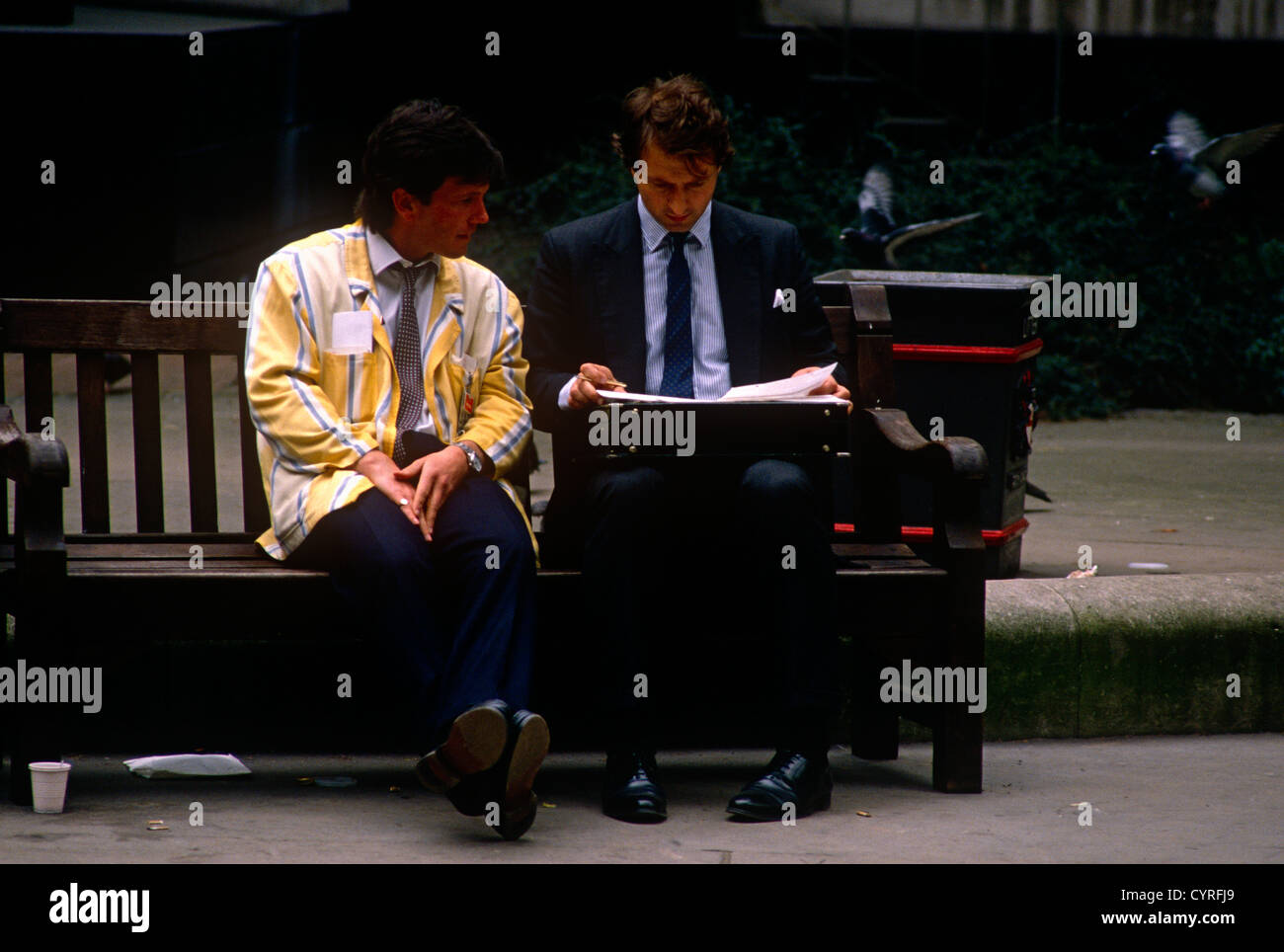 Futures and commodities traders at the LIFFE exchange during the 1990s