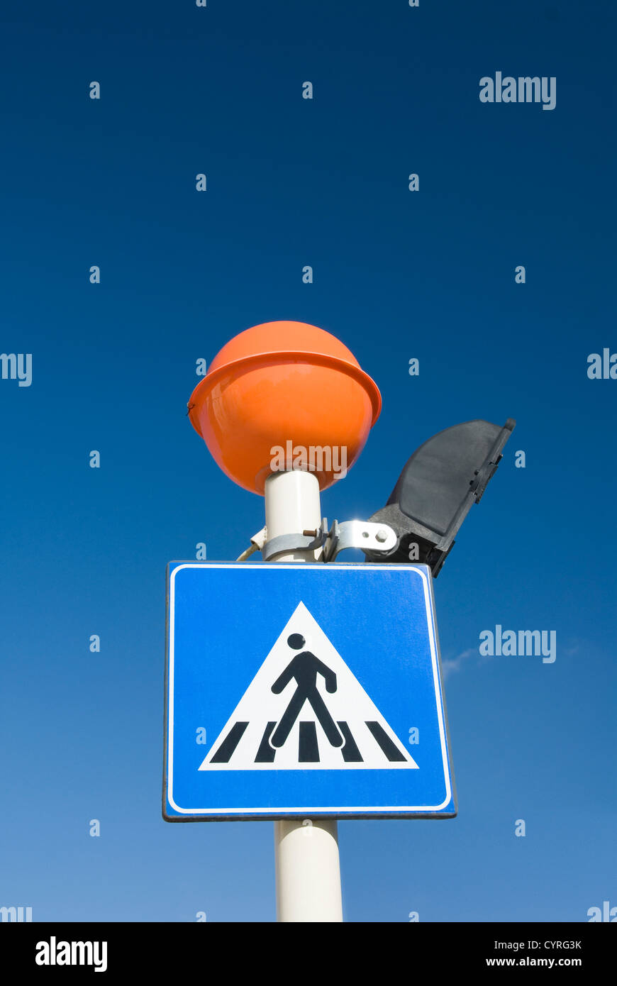 Low angle view of a zebra crossing signboard, Malta Stock Photo Alamy