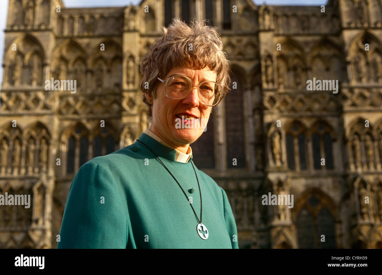 A portrait of Britain's first lady deacon, Christine Farrington at Salisbury Cathedral. Stock Photo