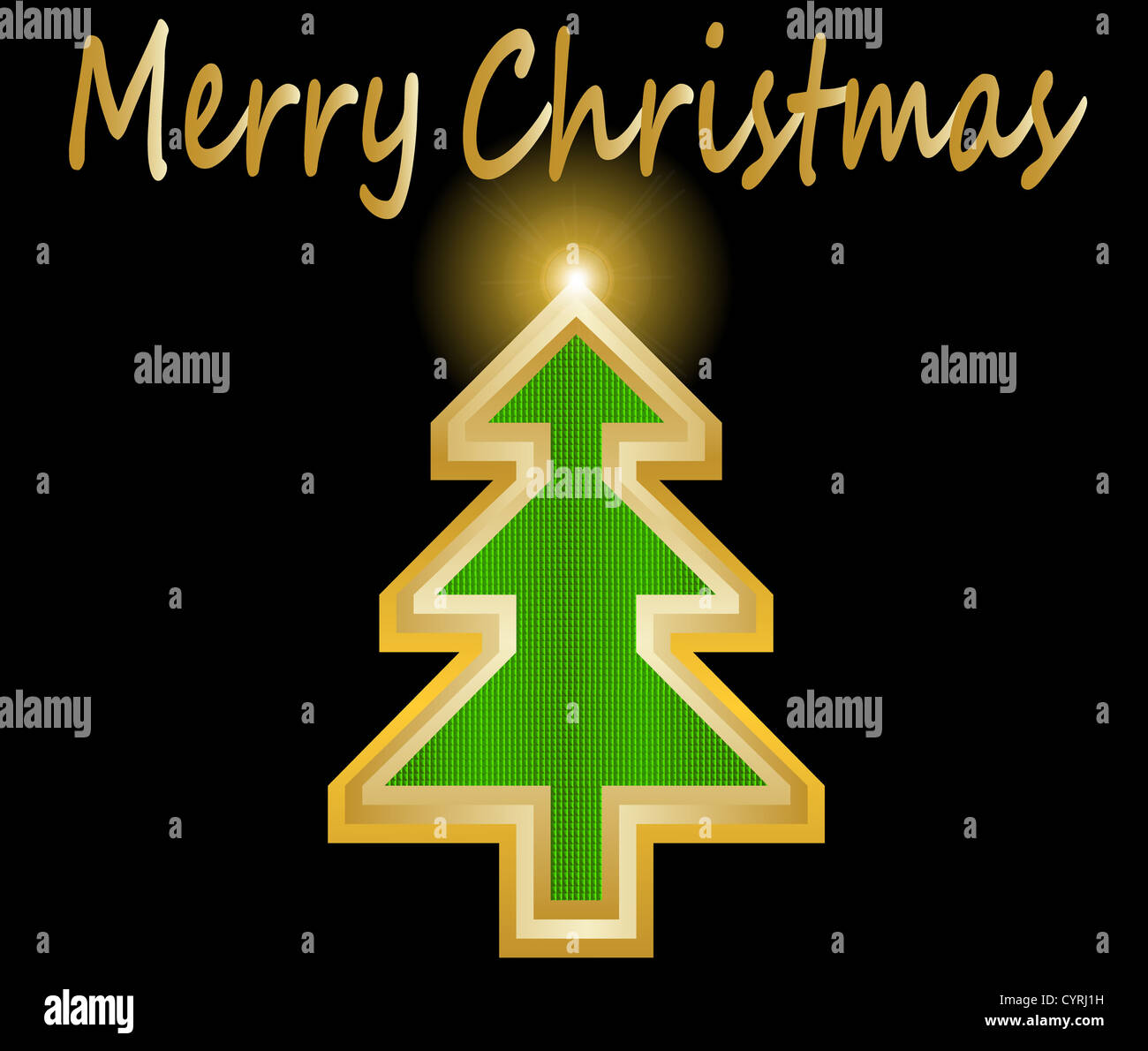 Simple golden and glossy Christmas tree vector illustration Stock Photo ...