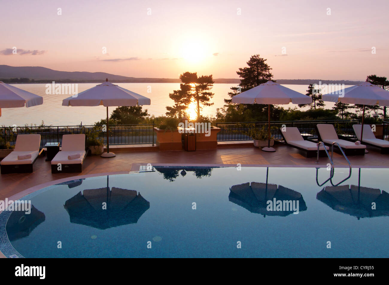 Swimming pool of luxury hotel at day Stock Photo - Alamy