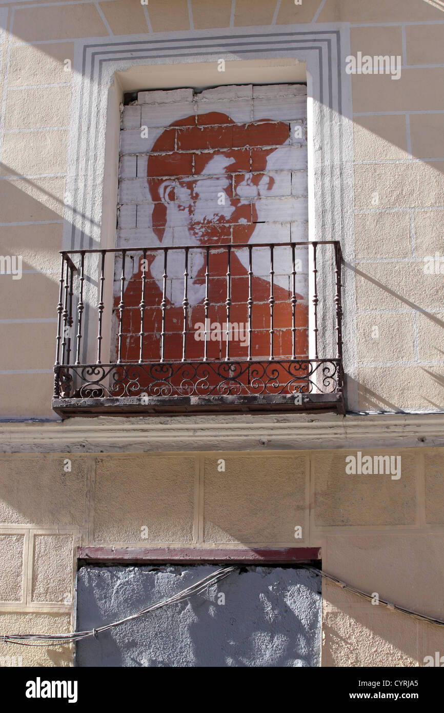 Man painted on wall street art, graffiti, wall painting, self-expression, Madrid, Spain, Espana Stock Photo