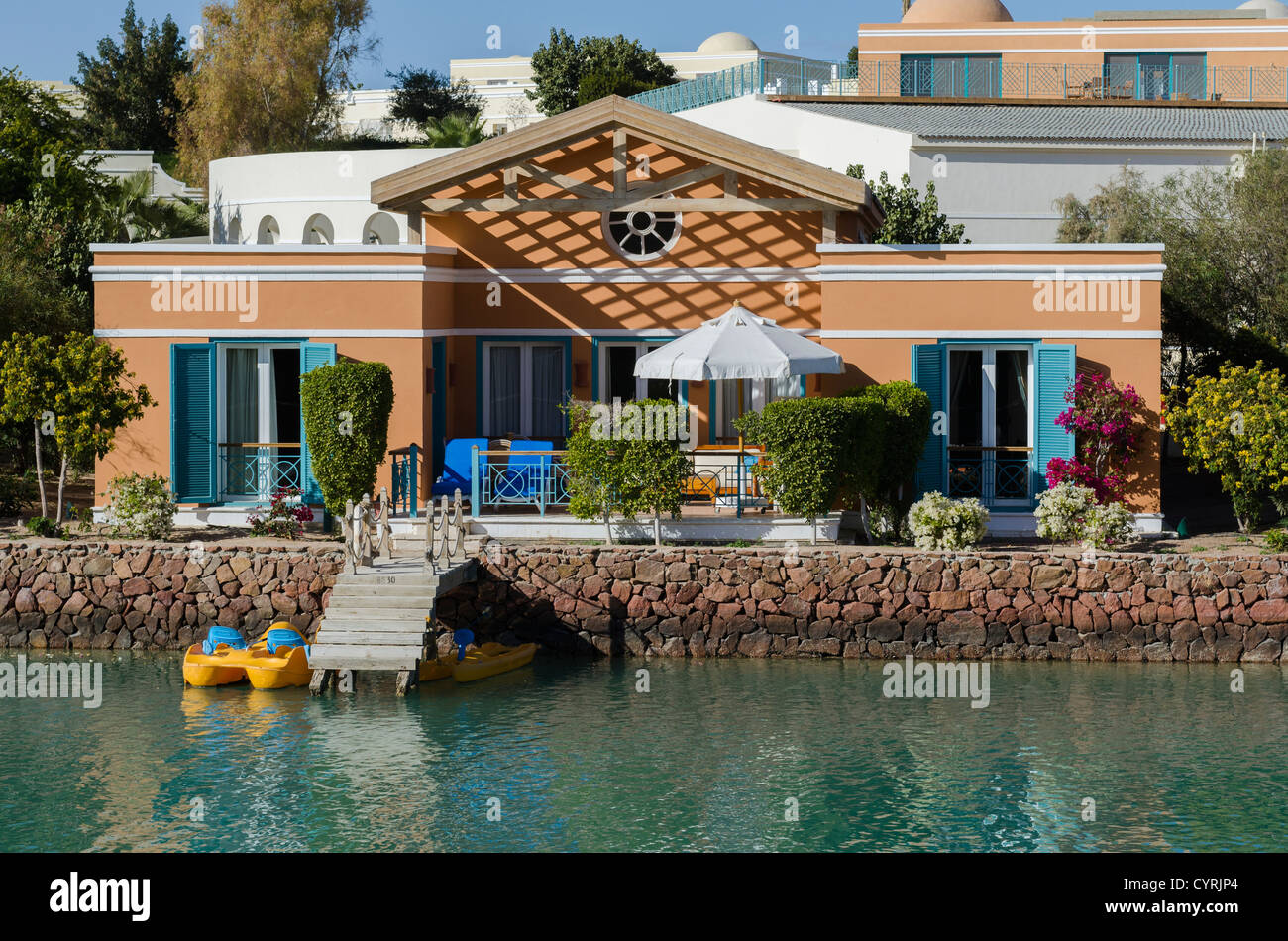 [El Gouna] [Red sea] villa bungalow catamaran boat Stock Photo