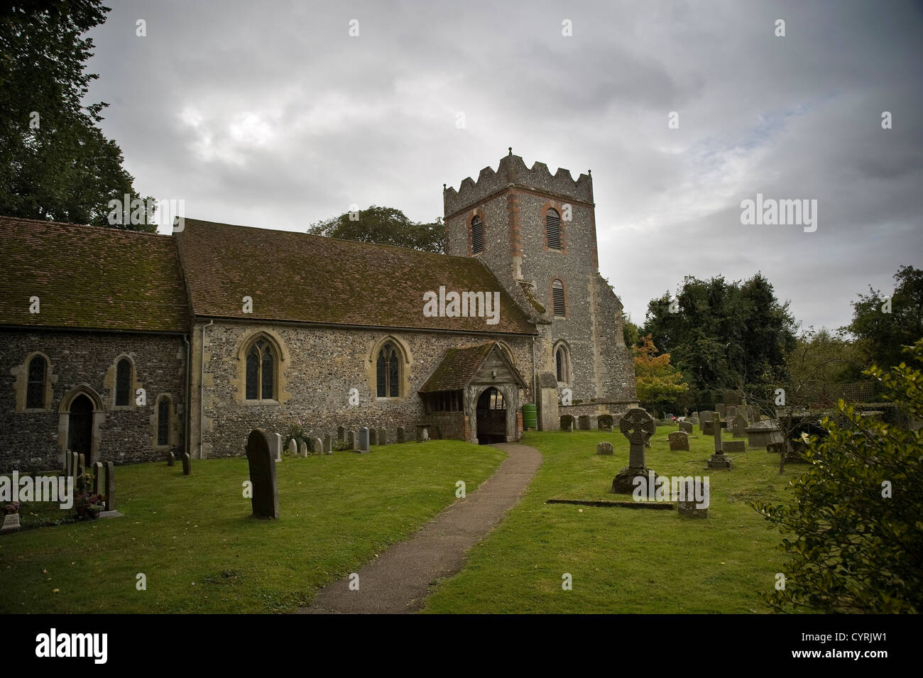 The Church of St Mary the Virgin, North Stoke on the Ridgeway National Trail, Oxfordshire, UK Stock Photo