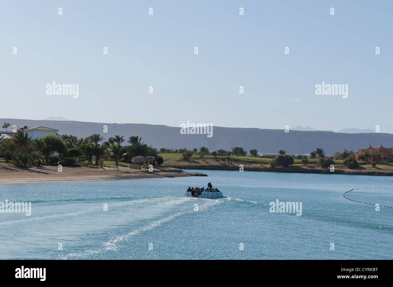 [El Gouna] [Red sea] resort boat lagoon channel Stock Photo