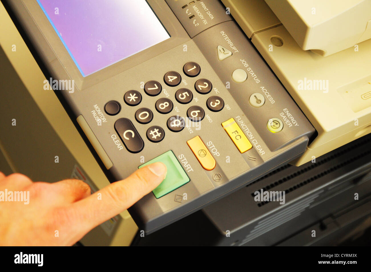 copier center or desktop in office showing paperwork concept Stock