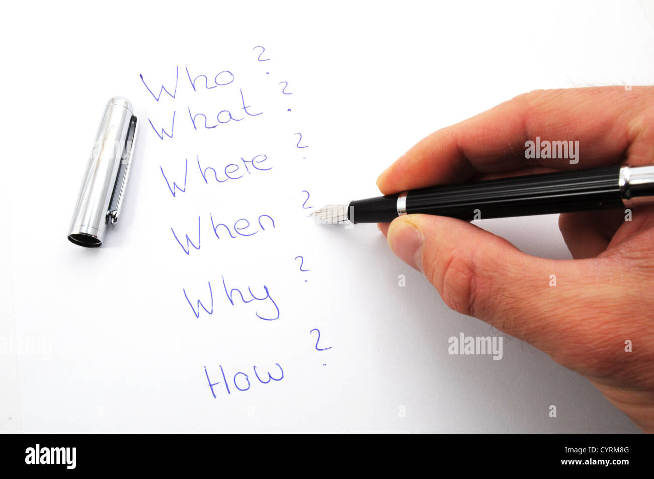 questions like who what where when why and how Stock Photo - Alamy
