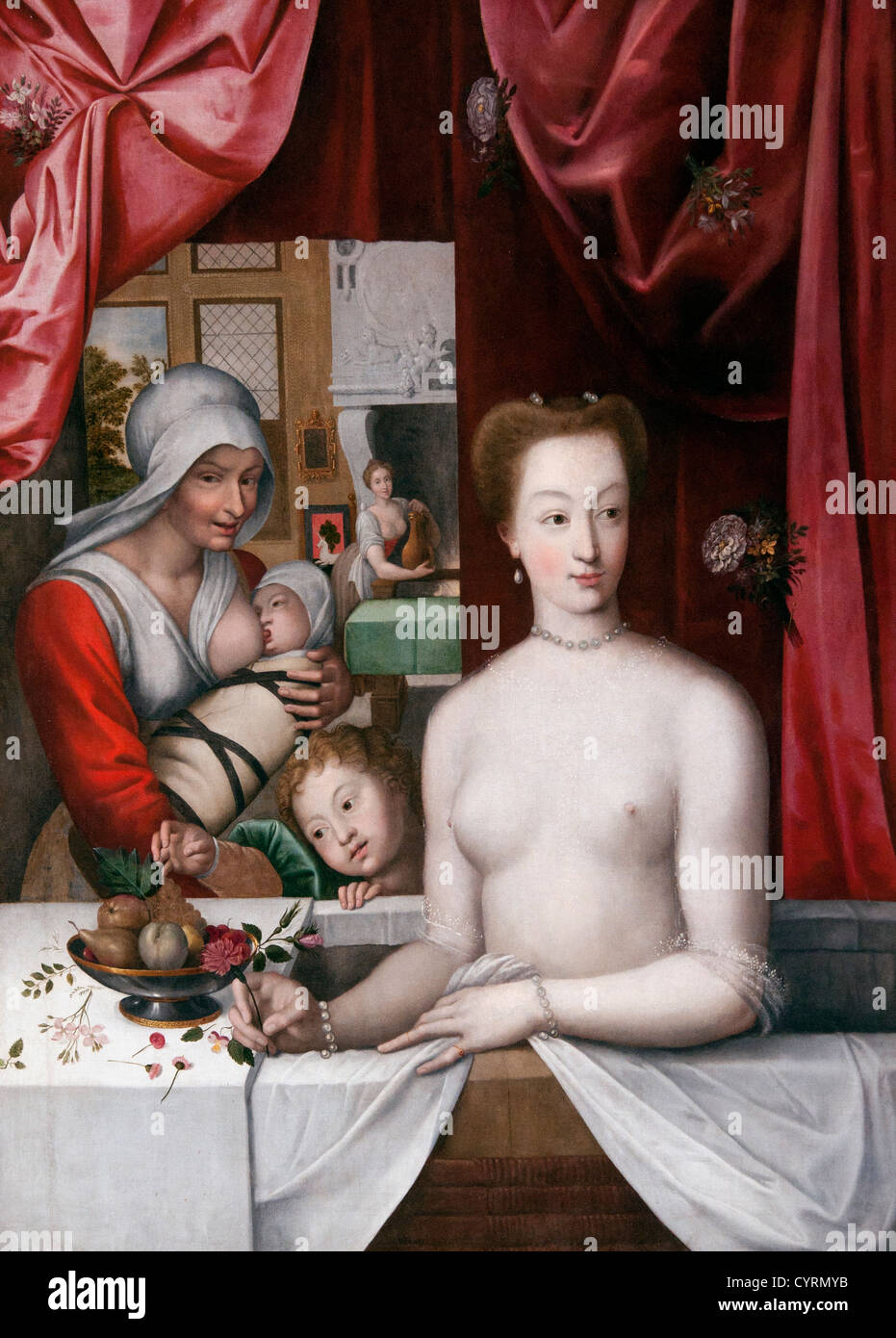 Gabrielle d'Estrees 1573-99 in her Bath  French School17th century French Stock Photo
