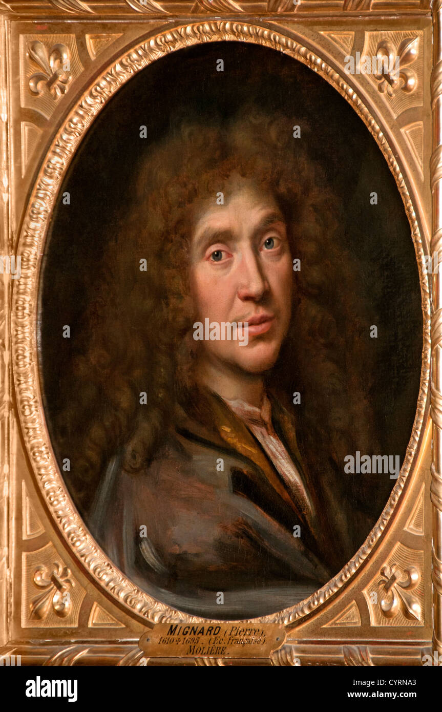 Portrait of Moliere 1622-73 by 1871 Mignard, Pierre 1612-95 France Jean Baptiste Poquelin Molière Stock Photo