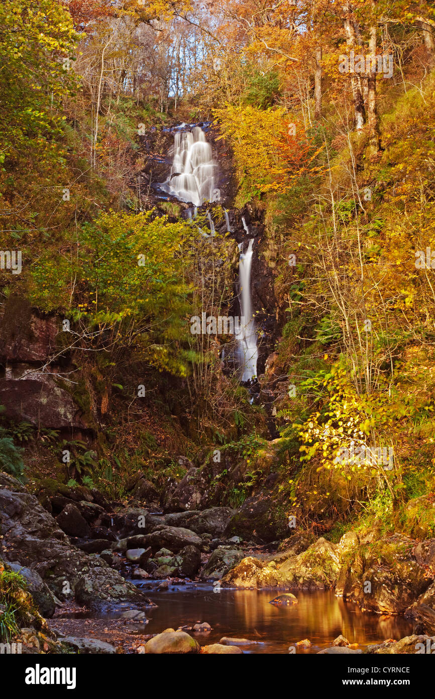 Waterfall of the Little Fawn, David Marshall Lodge near Aberfoyle Stock Photo