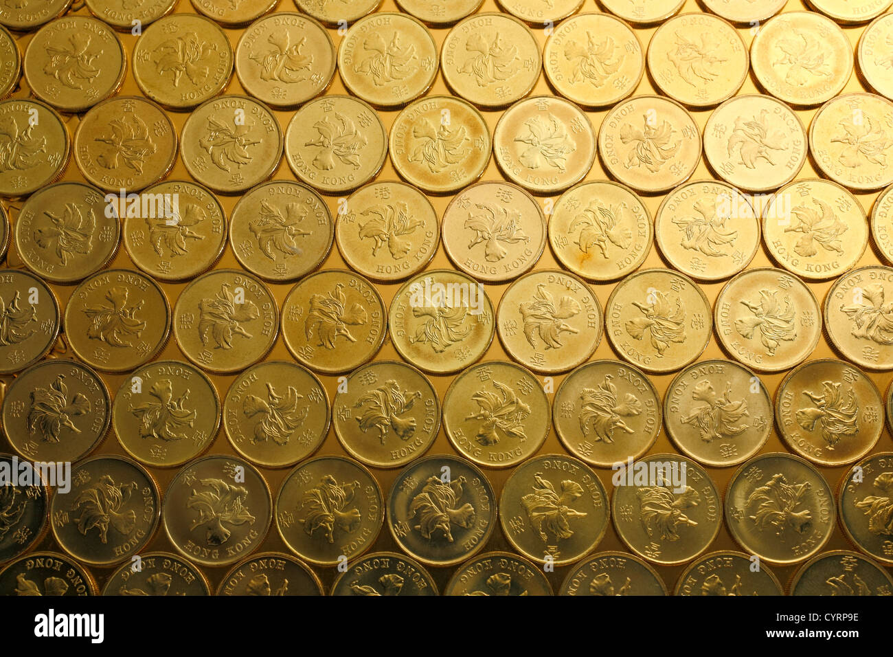 gold coins , money background, of Hong Kong currency 0.5 coins Stock Photo Alamy