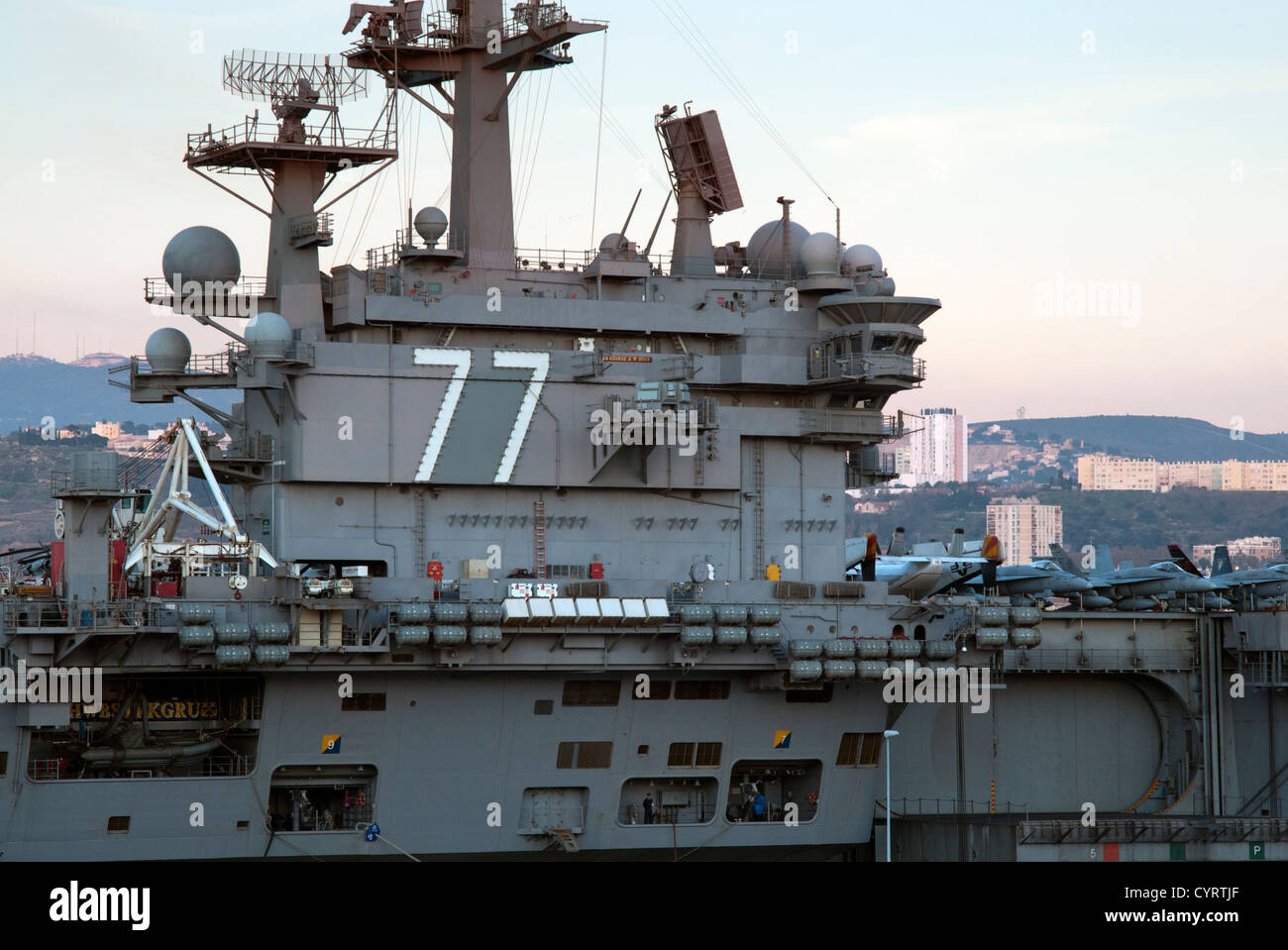 U.S. warship seen from outside, Marseille, Bouches-de-Rhone, Provence-Alpes-Cote-d'Azur, France, Europe Stock Photo