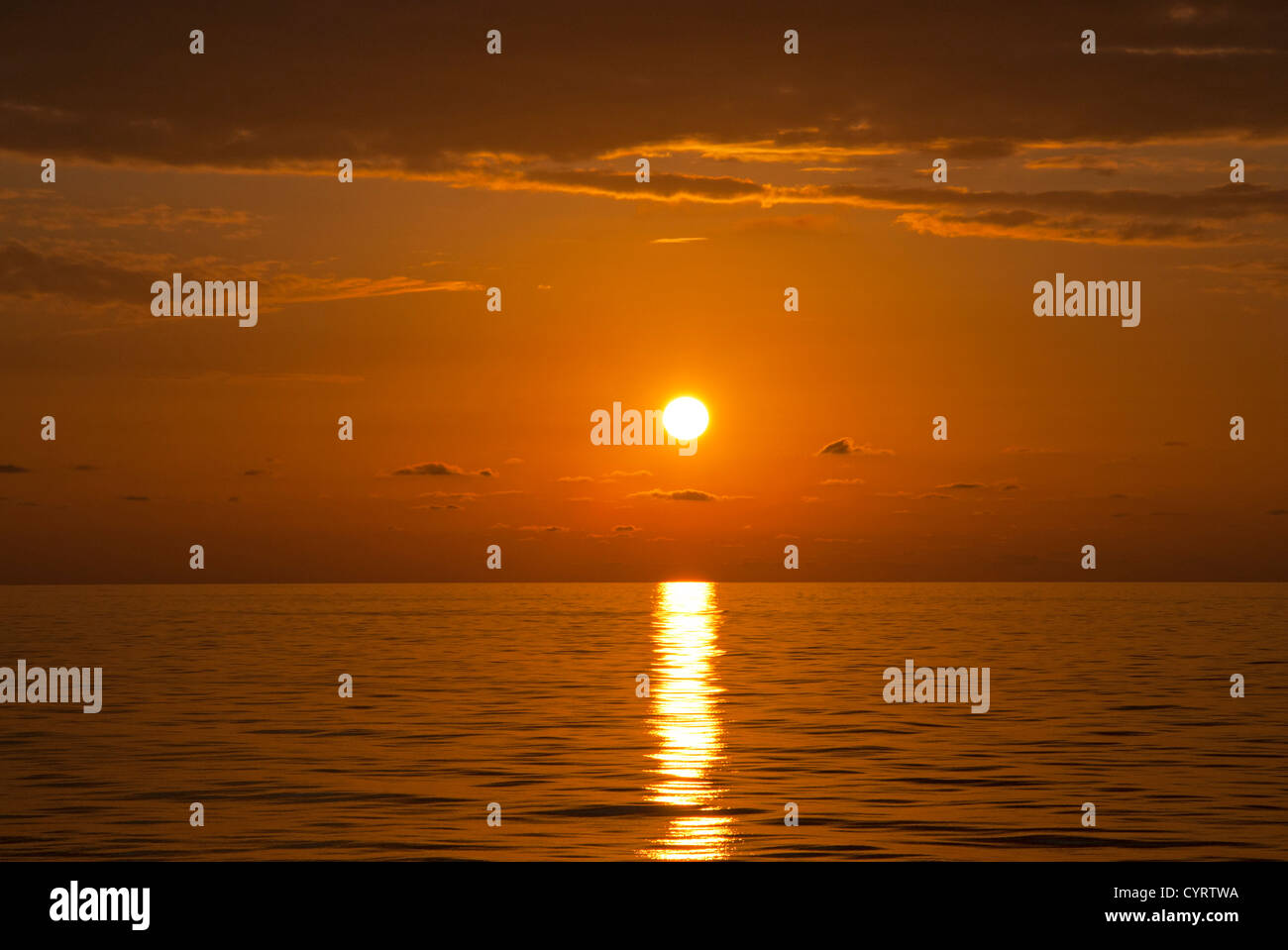 Sunset at Tyrrhenian sea, Tuscany, Italy Stock Photo