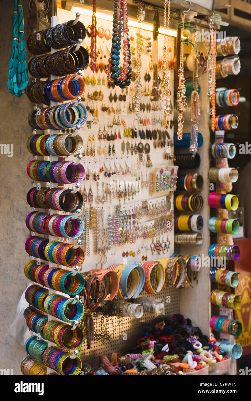 Jewelry stall in a street market, New Delhi, India Stock Photo