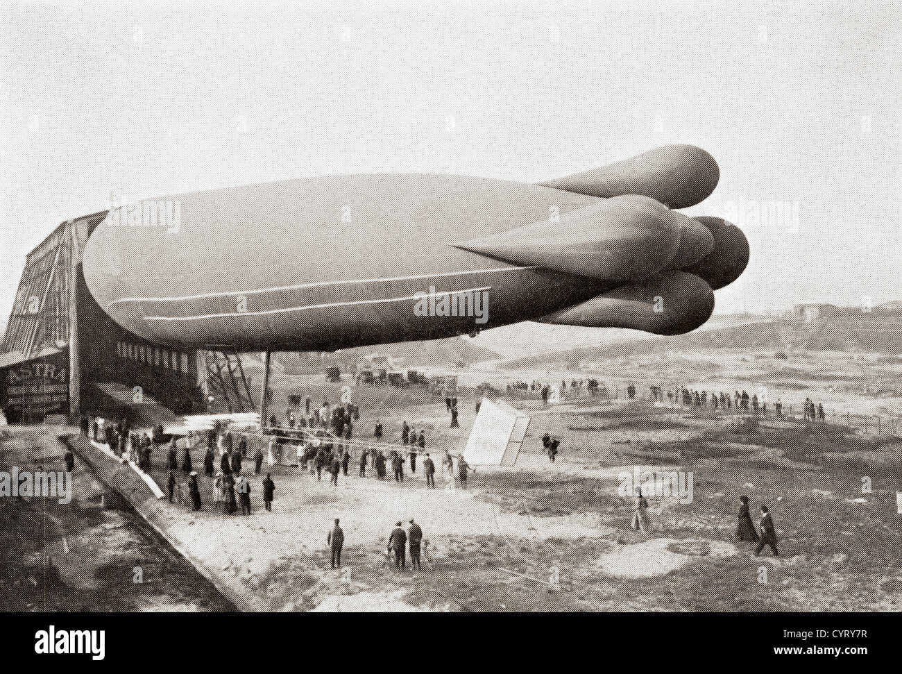 A Clément-Bayard Airship in 1909. Stock Photo