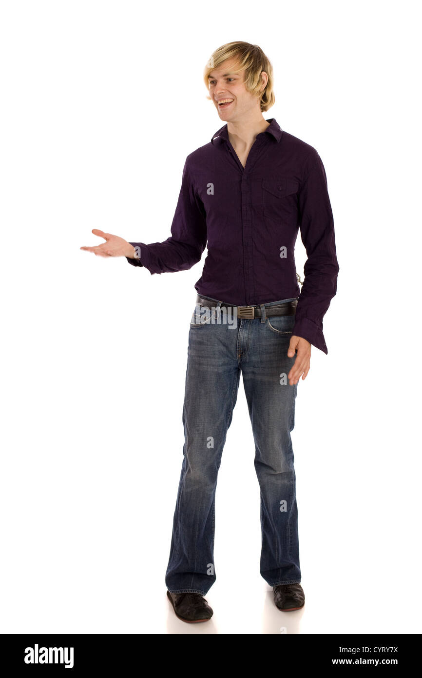 Man in Purple Shirt Stock Photo