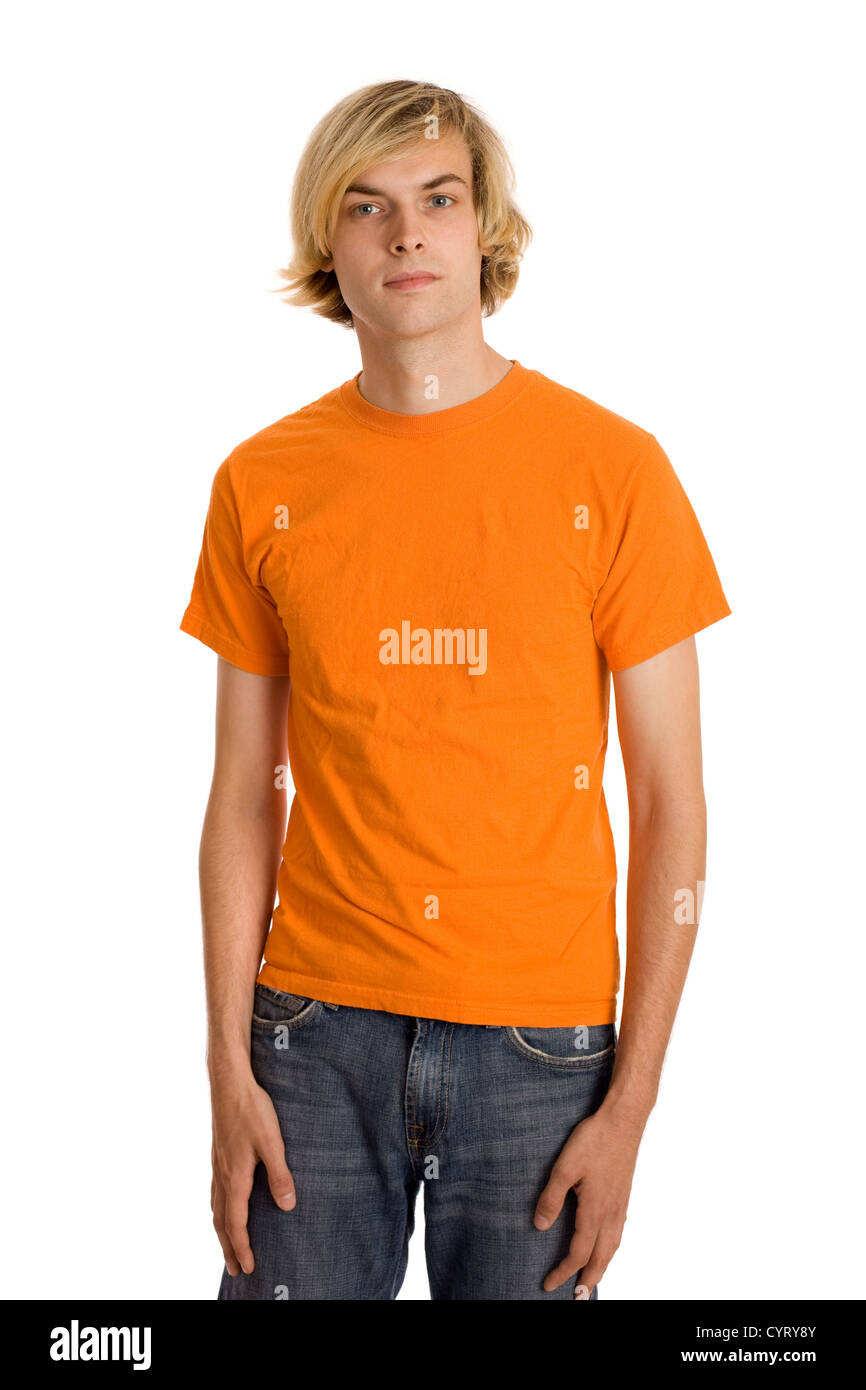 Man in OrangeShirt Stock Photo