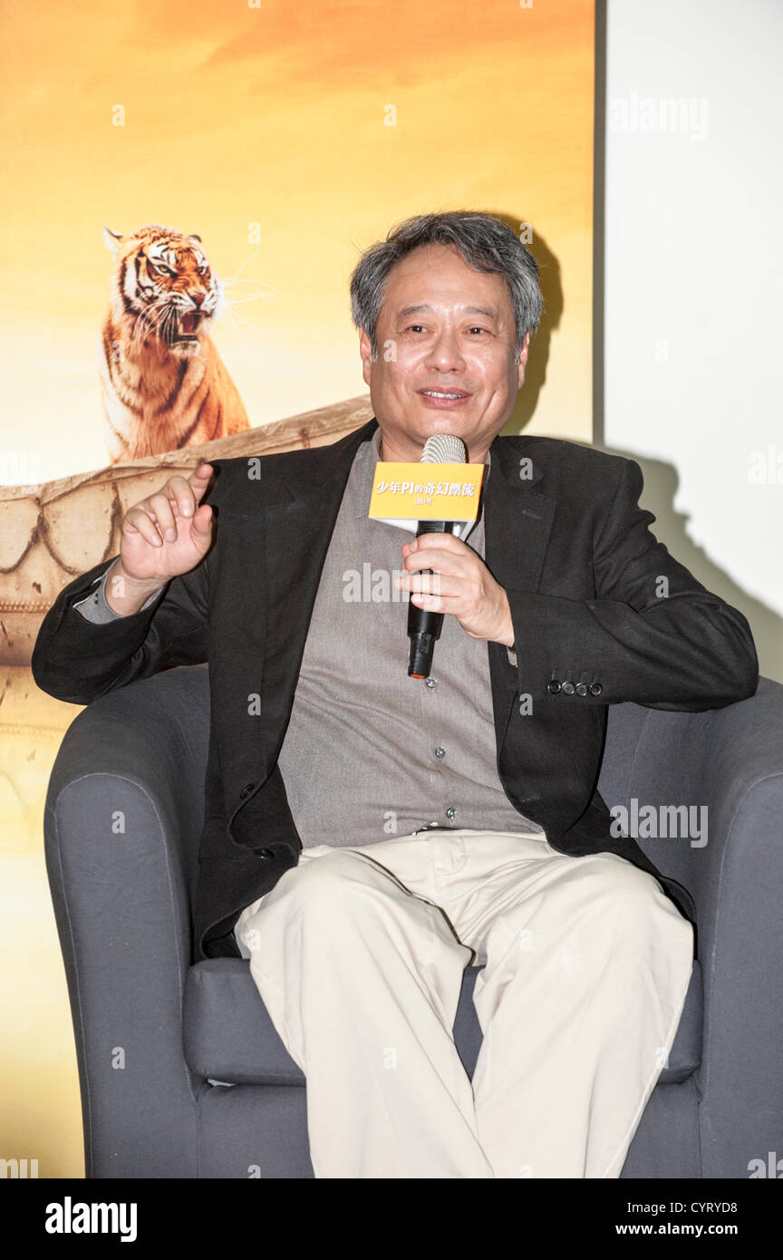 Ang Lee, Oscar award winning motion picture director, attends the Rhythm and Hues Studios (R&H) opening ceremony of their newest visual effects film studio, Kaohsiung, Taiwan, Friday, November 9, 2012.  One of the top studios of its kind in the world, Rhythm and Hues Studios provided special effects for Ang Lee’s newest film, “Life of Pi” which will be publicly released on November 21, 2012. Rhythm and Hues Studios has provided visual special effects for over 150 major motion picture films and has won the Academy Award for “Babe” in 1995 and “The Golden Compass” in 2008. Stock Photo