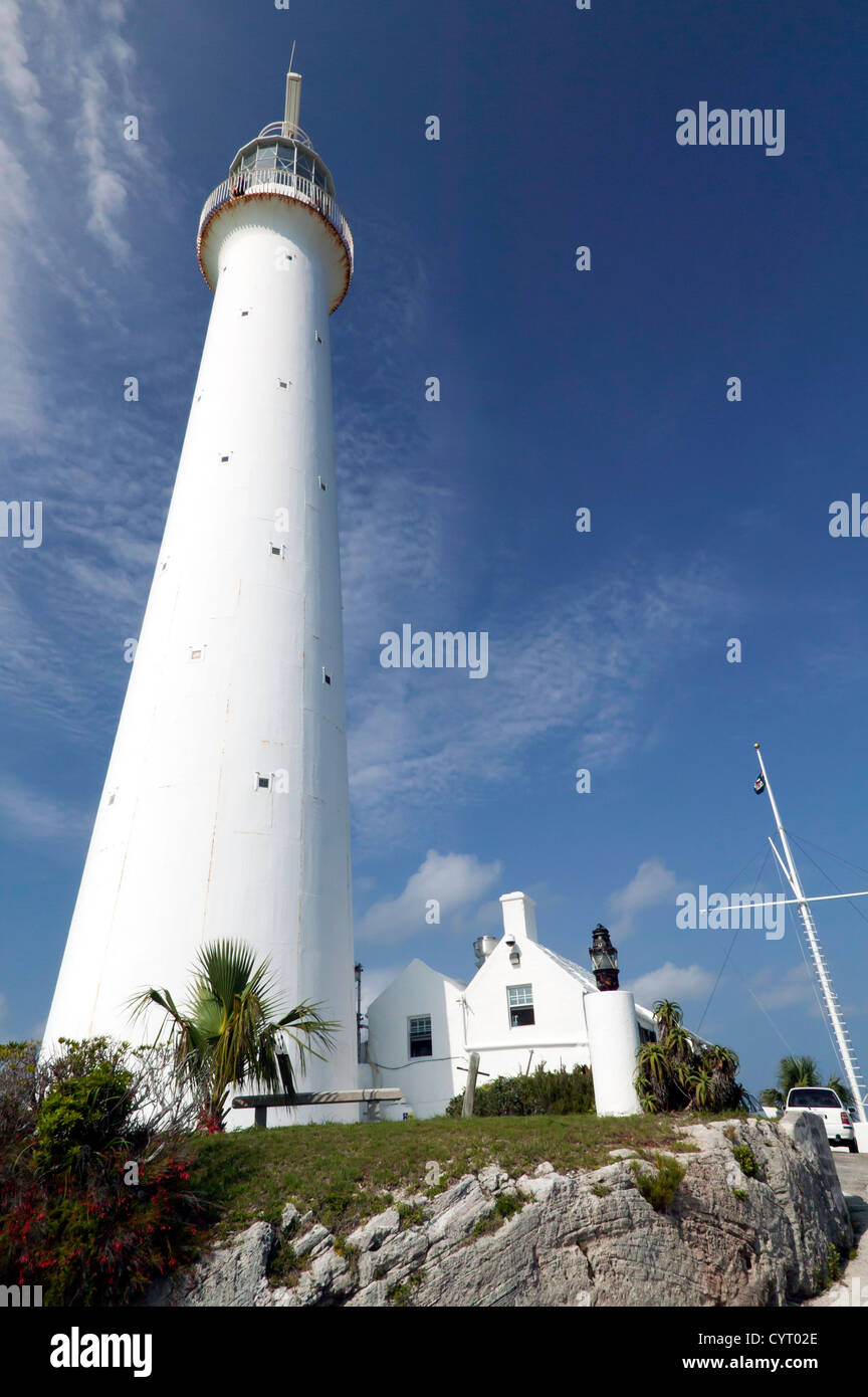 Wide-angle view of the Gibb's Hill Lighthouse, Southampton Parish, Bermuda Stock Photo