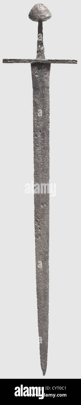 A German knightly sword,circa 1150 Double-edged blade with fullers on ...