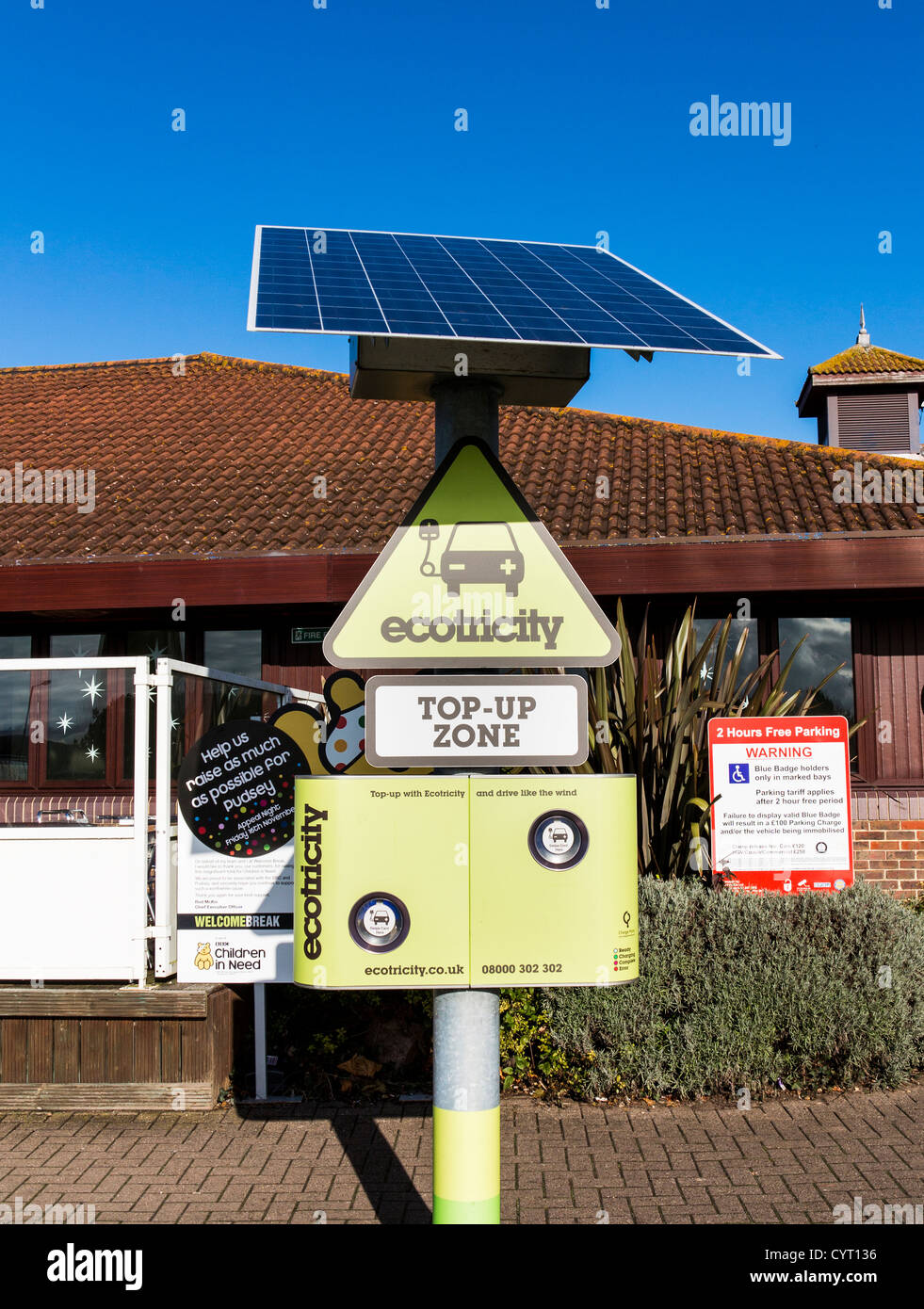 Ecotricity electric car charging point in Taunton Dean Services on the