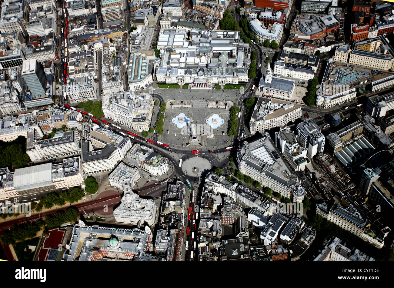 Aerial view of Trafalgar Square and Central London Stock Photo