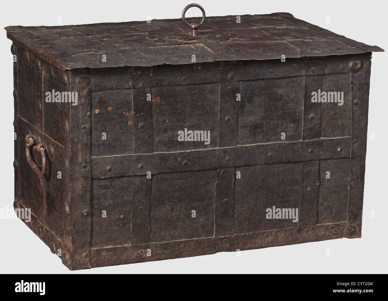 A German war chest,end of the 17th century Rectangular sheet iron body