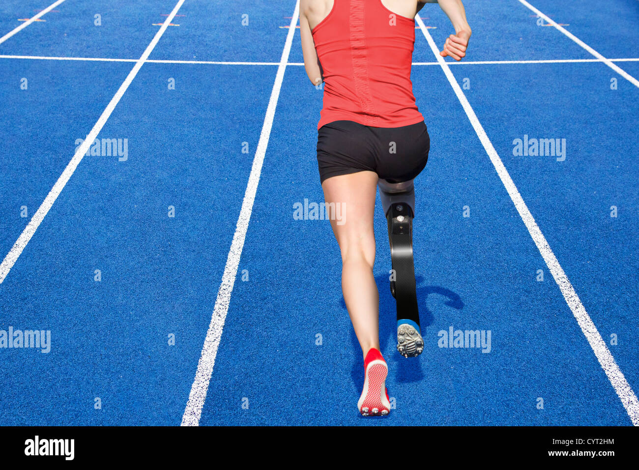 athlete with handicap on race track Stock Photo Alamy