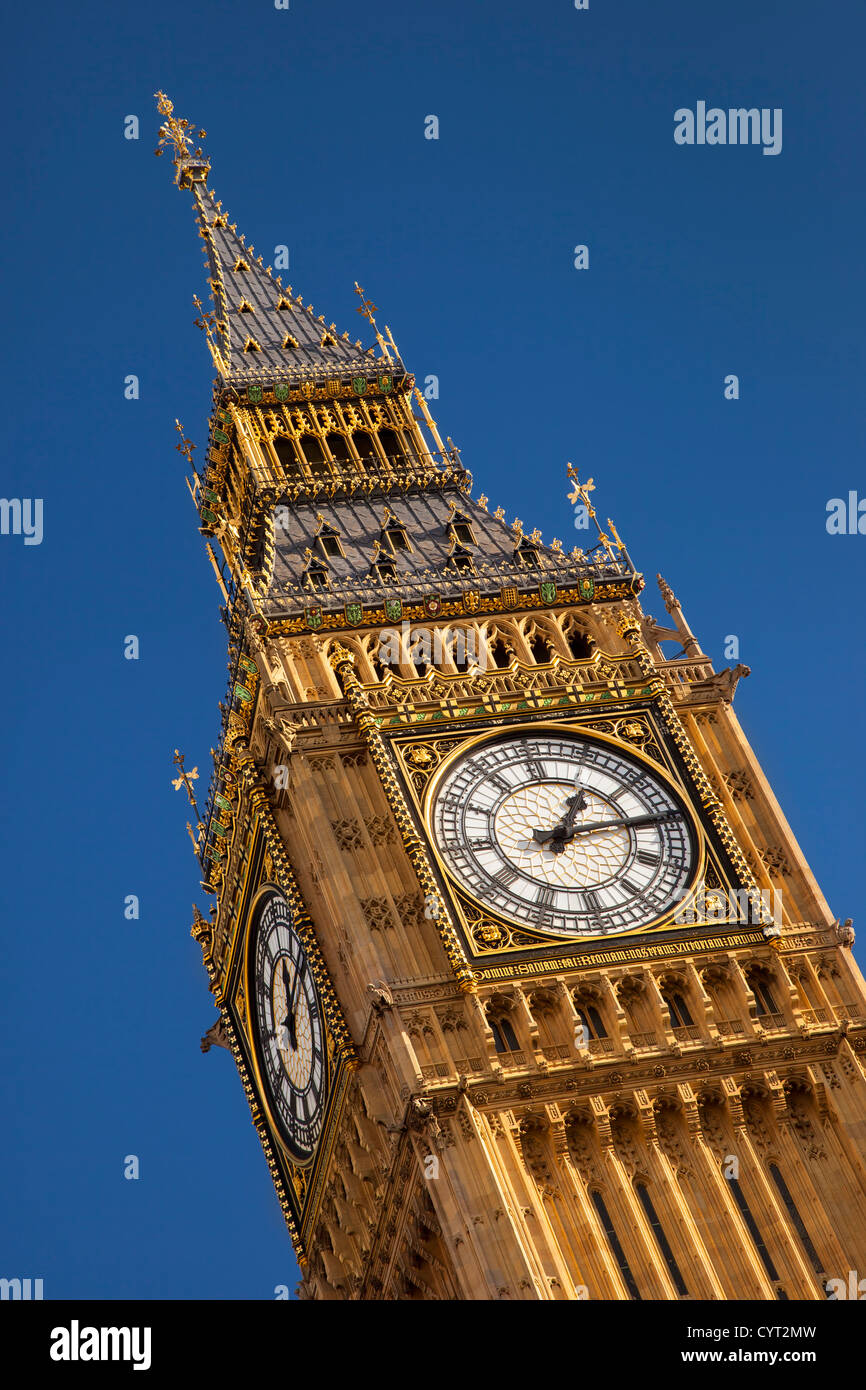 Clock Tower housing Big Ben, London England, UK Stock Photo