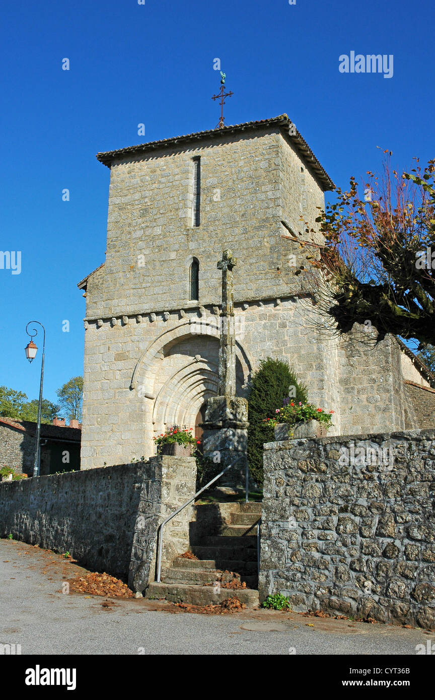 Twelfth century church, Montrol-Senard museum village. Stock Photo